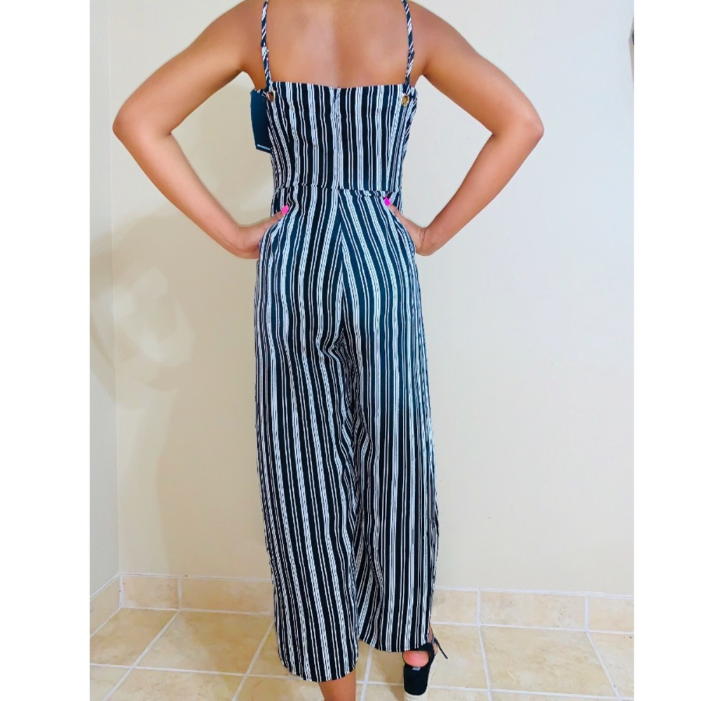Kate C Tie Front Overlay With Split Legs Jumpsuit - Picture 7 of 8